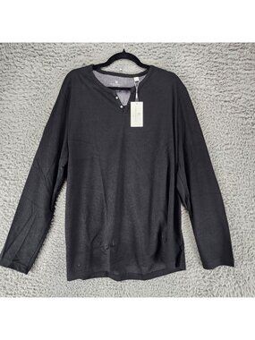 Construct Shirt Mens XXXL Black Long Sleeve Jersey Knit Textured Henley *NWT*